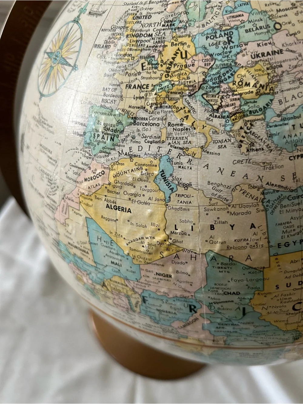 Vintage Replogle 12” Globemaster World Globe-Raised Relief Metal Base